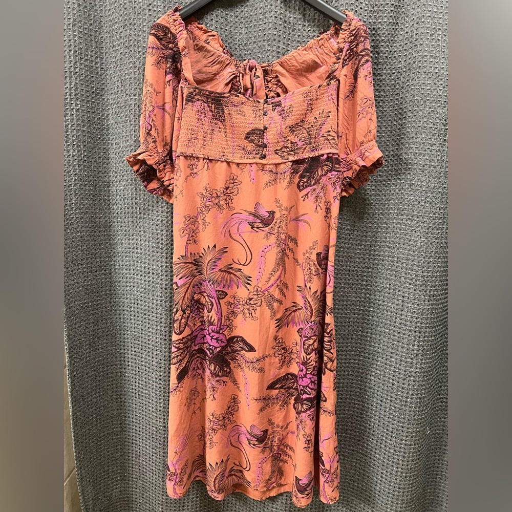 Anthropologie NWT Smocked Puff Sleeve Boho Midi Dress Size Medium